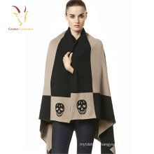 Double layers cashmere shawls and wraps winter women knitted poncho